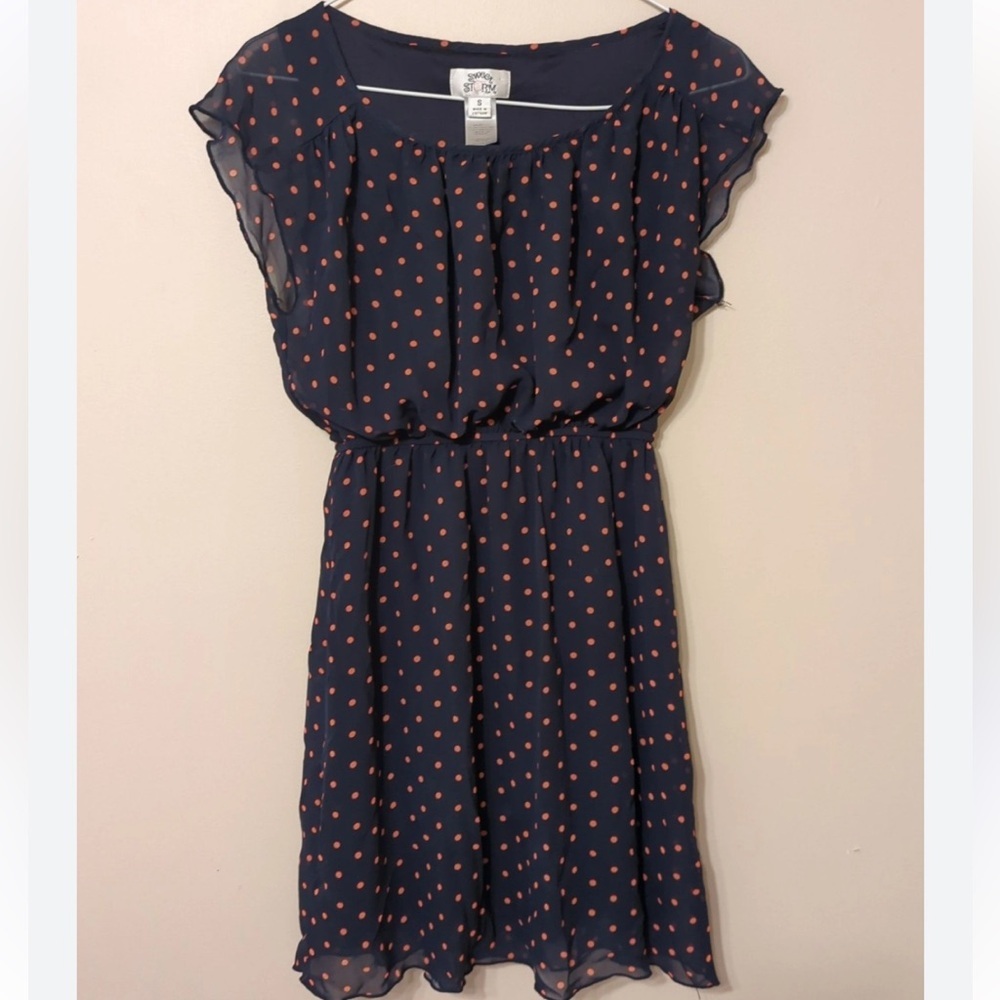 Sweet Storm Cap Sleeve Pokadot Chiffon Dress